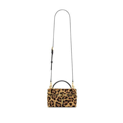 YSL GABY HORSEHAIR-EFFECT LEATHER COSMETIC BAG 798098AAE6T2490 (18*11*6.5cm)